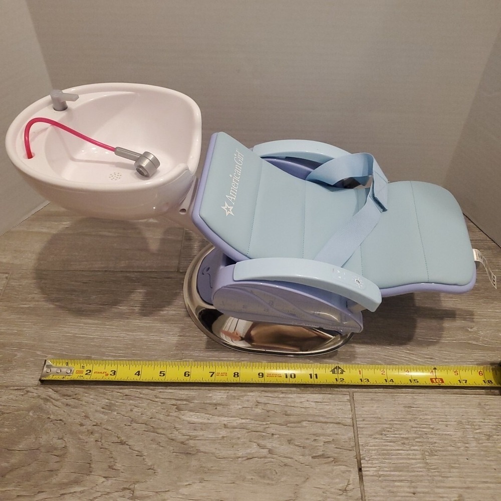 American Girl Doll Spa Chair Blue Salon Shampoo Station With Sound Tested F5355 - Picture 10 of 12